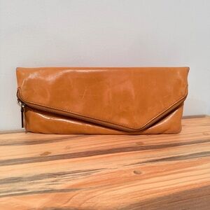 HOBO Effe Brown Leather Envelope Clutch